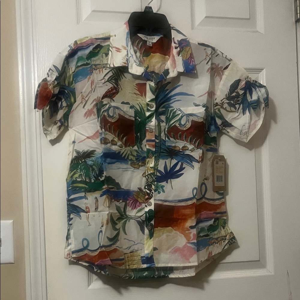 Tru Luxe Jeans Tropical Print Blouse - Picture 2 of 6